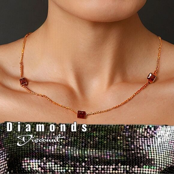 Choker / Necklace 18K Yellow Gold on Titanium - Red Crystal - Picture 1 of 6